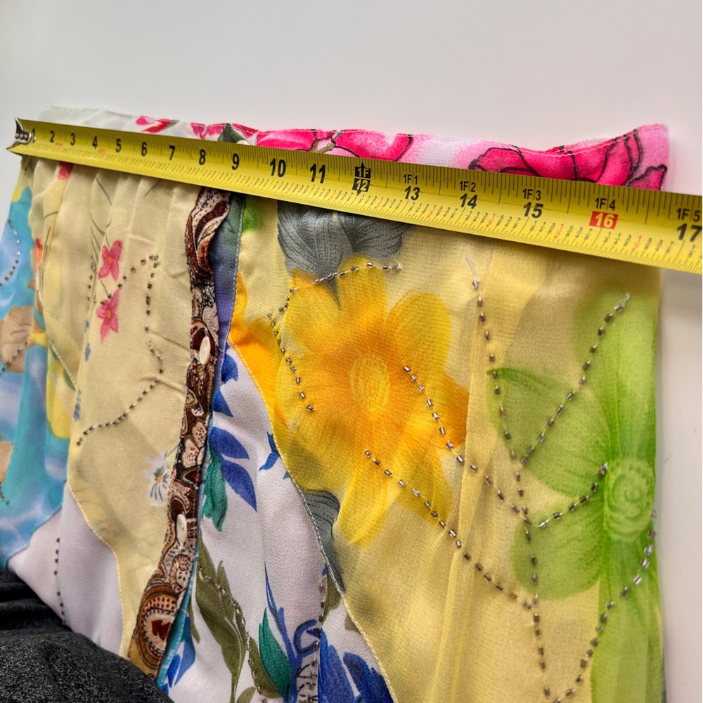 Sacred Threads Artsy Patchwork Boho Beaded Maxi Midi Skirt Floral Sz XL Cottage - Picture 10 of 14